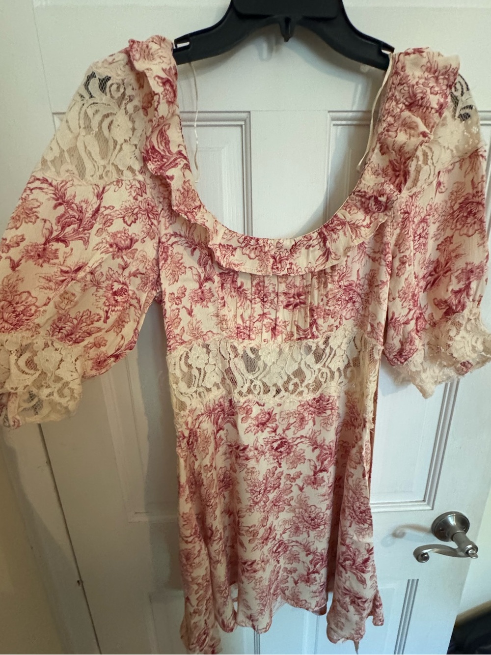 Free People Lucie Mini Dress pink ivory floral